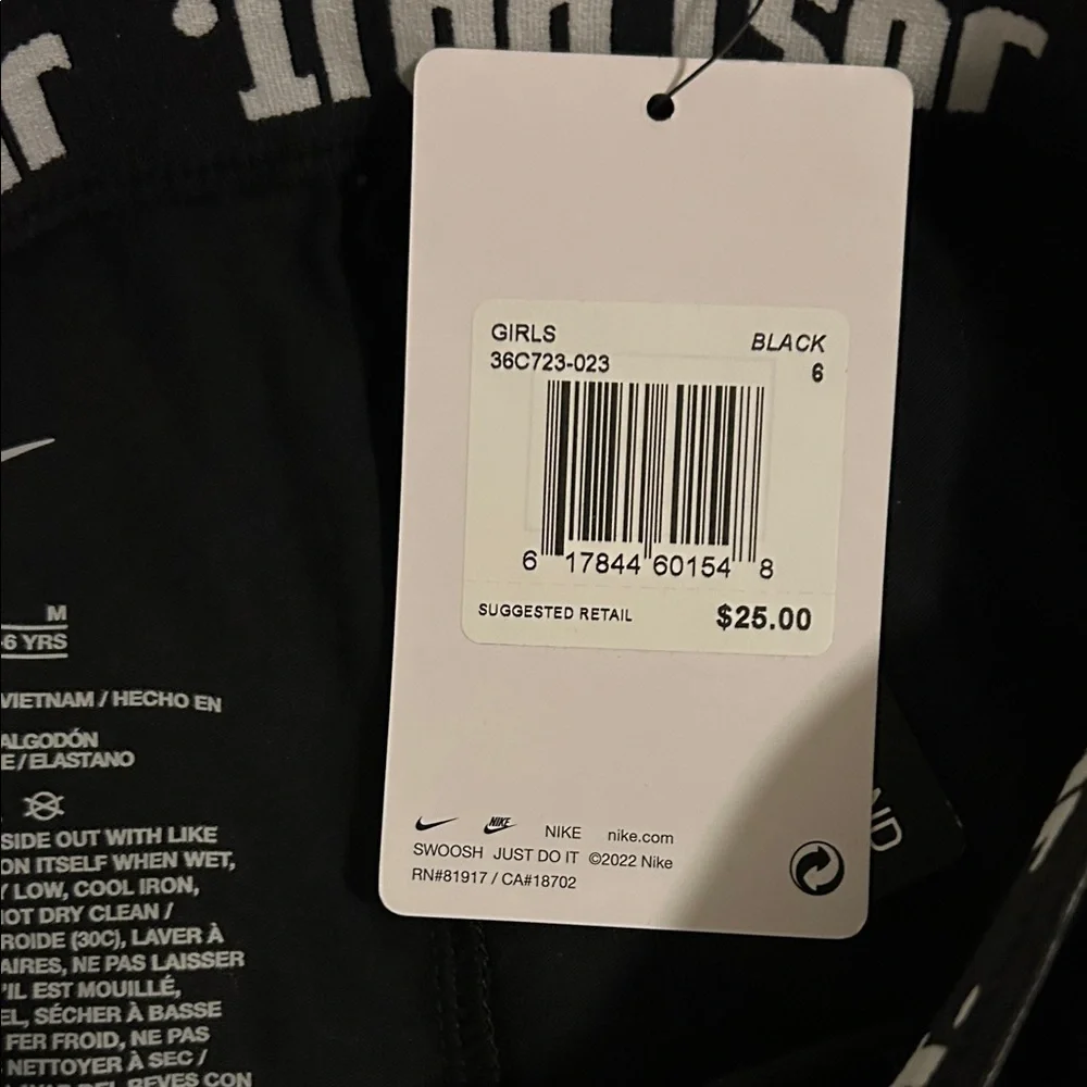 Nike Kids Black Leggings with White Swoosh
